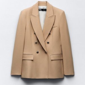 Zara Tan Double Breasted Blazer